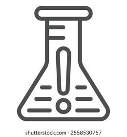 Danger liquid flask line icon, poison warning concept. Vector graphics. Glass jar for potion sign on white background, outline style icon for mobile or web design