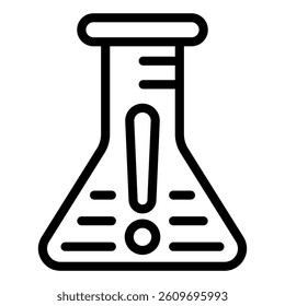 Danger liquid flask line icon, poison warning concept. Vector graphics. Glass jar for potion sign on white background, style mobile or design