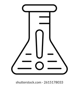 Danger liquid flask thin line icon, poison warning concept. Vector graphics. Glass jar for potion sign on white background, linear style for mobile or design