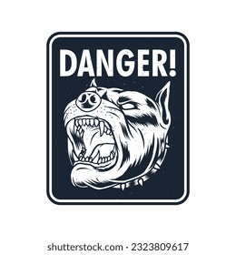 danger logo emblem with Pitbull head drawing