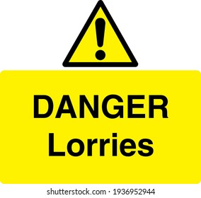 Danger lorries sign board with symbol