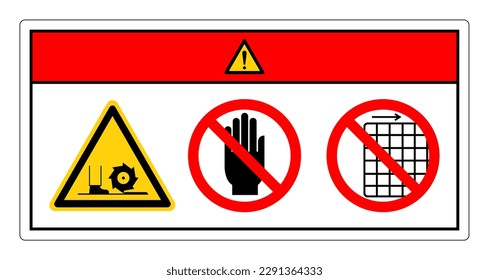 Peligro Maquinaria baja No Toque y No Retire El Signo De Símbolo Gaurd, Ilustración Vector, Aislar En La Etiqueta De Fondo Blanco .EPS10