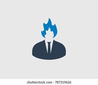 Danger Man Icon. Fire symbol with human body.