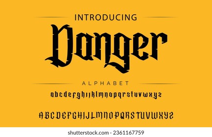 Danger Modern Bold Font. Typography urban style alphabet fonts for fashion, sport, technology, digital, movie, logo design, vector illustration