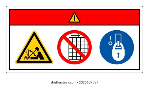 Danger Movement Of Workpiece In Press Do Not Remove Guard Symbol Sign, Vector Illustration, Isolate On White Background Label .EPS10