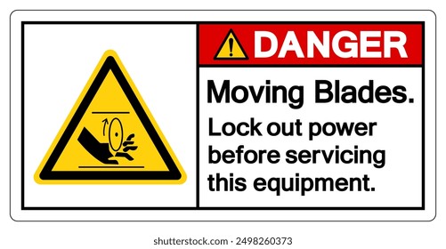 Danger Moving Blades Lock out power before servicing this equipment Symbol Sign, Vector Illustration, Isolate On White Background Label .EPS10