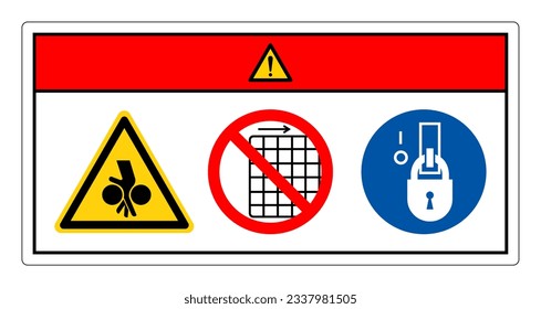 Danger Moving Equipment Can Cause Severe Injury Do Not Remove Guard Symbol Sign, Vector Illustration, Isolate On White Background Label .EPS10