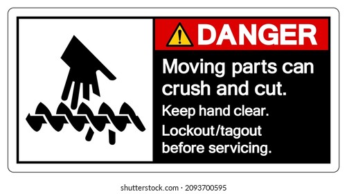Danger Moving Part Can Crush and Cut Keep Hand clear Symbol Sign, Vector Illustration, Isolate On White Background Label .EPS10