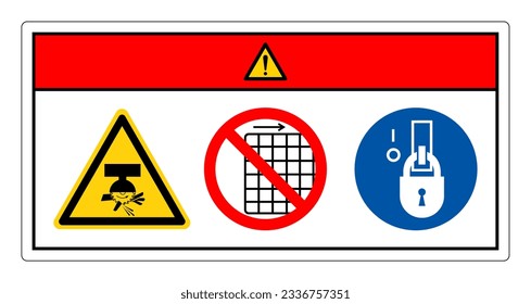 Danger Moving Saw Blade On Swing Machine Can Cut Do Not Remove Guard Symbol Sign, Vector Illustration, Isolate On White Background Label .EPS10