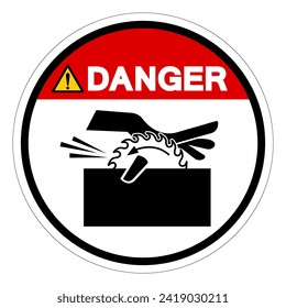 Danger Moving Saw Blade On Swing Machine Can Cut Symbol Sign, Vector Illustration, Isolate On White Background Label .EPS10