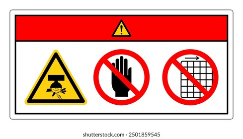 Danger Moving Saw Blade On Swing Machine Can Cut Do Not Touch and Do Not Remove Gaurd Symbol Sign, Vector Illustration, Isolate On White Background Label.EPS10