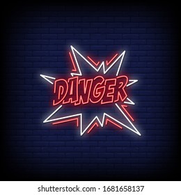 Danger Neon Signs Style Text Vector
