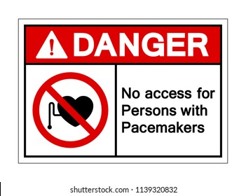 Danger No Access For Persons With Pacemaker Symbol Sign, Vector Illustration, Isolate On White Background, Label ,Icon. EPS10