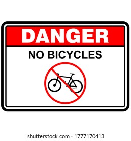 Peligro, sin bicicletas, vector de signos