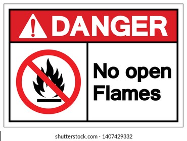 Peligro No Abrir Símbolo De Flamas, Ilustración Vectorial, Aislar En Etiqueta De Fondo Blanco. EPS10