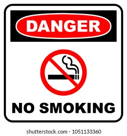 Danger no smoking sign. Danger sign with text message and no smoking symbol, vector illustration.