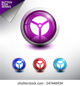 Danger Nuclear Icon. Glossy Button Icon Set. Vector Illustration