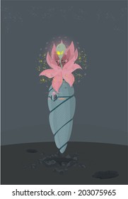 Danger on the flying alien flower pot vector