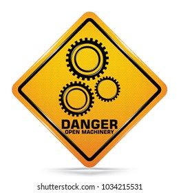 Danger open machInery Symbol, Yellow Warning Dangerous icon on white background, Attracting attention Security First sign, Idea for,graphic,web design,EPS10.