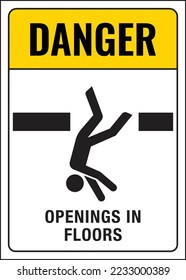 danger openings in floors safety sign vector
