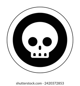 danger outline black circle skull warning sign of caution hazard traffic toxic poison icon symbol vector flat design for badges emblems website mobile isolated on white Background