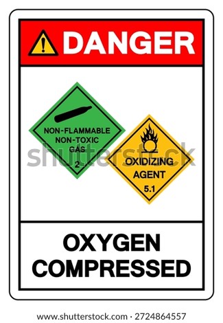 Danger Oxygen Compressed Symbol Sign, Vector Illustration, Isolate On White Background, Label. EPS10