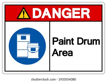 Signo de símbolo del área del tambor de pintura de peligro,Ilustración del vector, aislado en etiqueta de fondo blanco. EPS10 