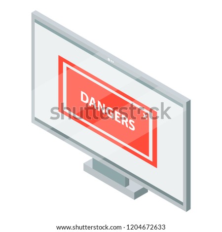 Danger phishing computer atack icon. Isometric of danger phishing computer atack vector icon for web design isolated on white background