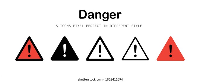 Danger pixel-perfect icon for design work such as website, application, infographic, book, magazine, presentation, poster, screen printing.