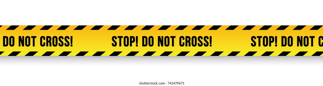 Danger and police line. Yellow Warning Tape. Vector illustration.