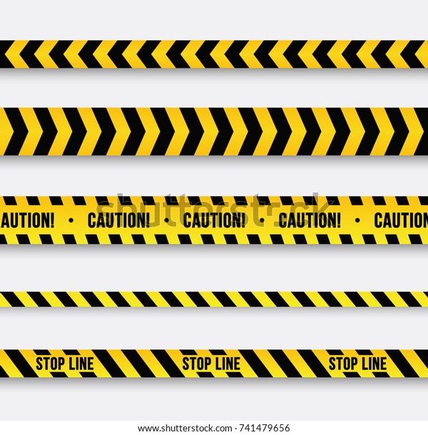 危険と警察の線 黄色の警告テープ ベクターイラスト のベクター画像素材 ロイヤリティフリー