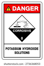 Danger Potassium Hydroxide Solutions Symbol Sign, Vector Illustration, Isolate On White Background, Label. EPS10