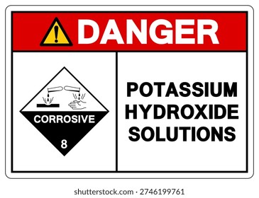Danger Potassium Hydroxide Solutions Symbol Sign, Vector Illustration, Isolate On White Background, Label. EPS10