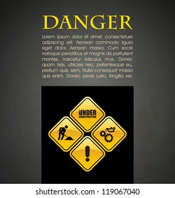 Danger prevention with sign and text vector