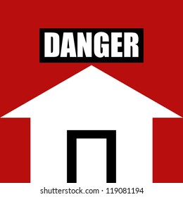 Danger prevention with sign and text vector