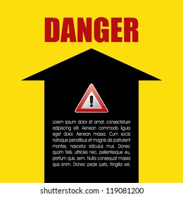 Danger prevention with sign and text vector