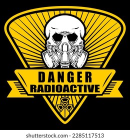 Danger, radioactive emblem and sticker vector