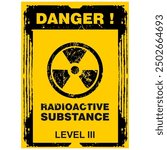 Danger, Radioactive substance, level 3, sign vector