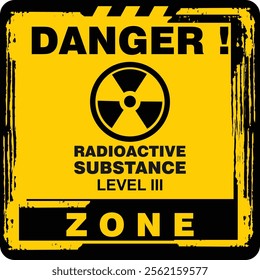 DANGER, radioactive substance, level 3, sign vector