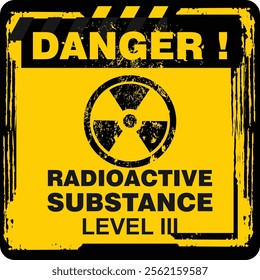 DANGER, radioactive substance, level 3, sign vector