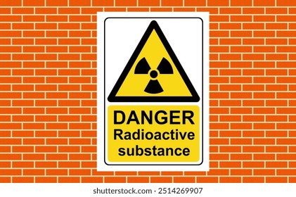 Sinal de aviso amarelo da substância radioativa de perigo