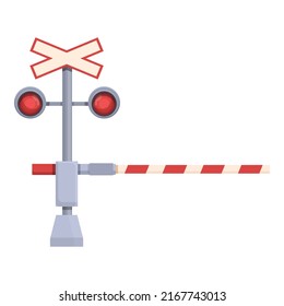 Danger railway icon cartoon vector. Train traffic. Barrier gate