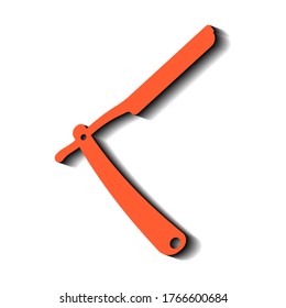 Danger razor orange and black shadow on a white background, sign for design, vector illustration