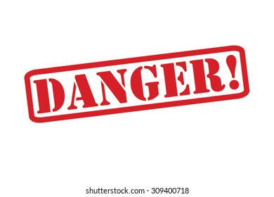 DANGER red Rubber Stamp vector over a white background.