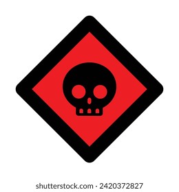 peligro formas rojas cráneo aviso de advertencia de peligro tráfico tóxico símbolo de veneno vectores insignias planas emblemas de diseño para sitio web móvil aislado en blanco Fondo