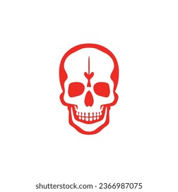 Danger Red Skull clipart of Cranium head Logo vector, Calavera face symbol, halloween skeleton icon, bone tattoo. isolated on white background.