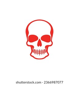 Danger Red Skull clipart of Cranium head Logo vector, Calavera face symbol, halloween skeleton icon, bone tattoo. isolated on white background.