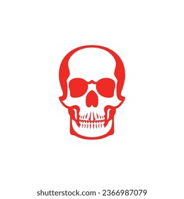 Danger Red Skull clipart of Cranium head Logo vector, Calavera face symbol, halloween skeleton icon, bone tattoo. isolated on white background.