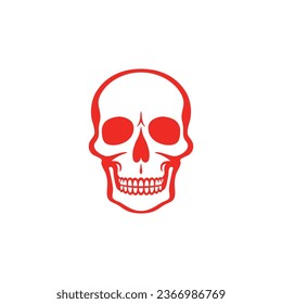 Danger Red Skull Logo of Cranium face Clipart vector, Calavera head symbol, halloween bone icon, skeleton tattoo. isolated on white background.