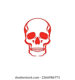 Danger Red Skull Logo of Cranium face Clipart vector, Calavera head symbol, halloween bone icon, skeleton tattoo. isolated on white background.